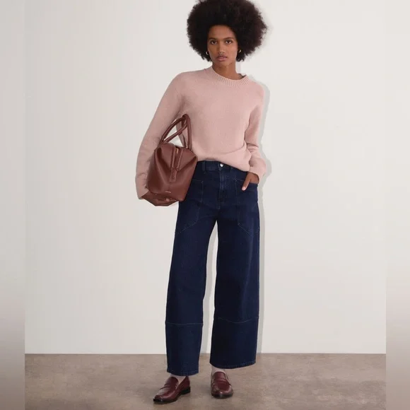 Everlane The Coccoon Crew Sweater In Plush Cotton Wool Alpaca Pink NWT - Picture 12 of 14